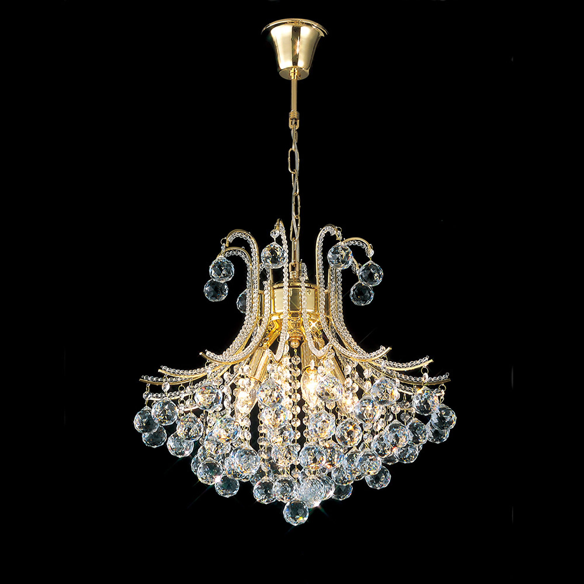 IL30216/BA  Bask Crystal Chandelier 4 Light French Gold